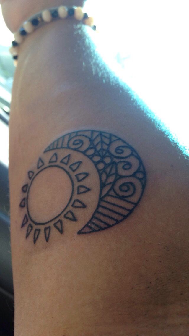 Sun And Moon Tattoos On Forearm