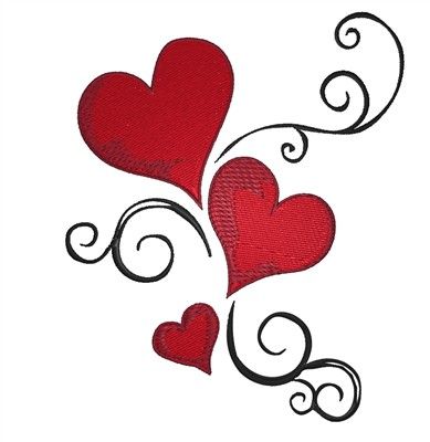 Swirl Design With Red Hearts Tattoo Design