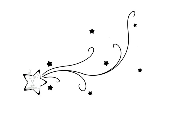 Diseño de tatuaje de estrella negra y estrella ondulante