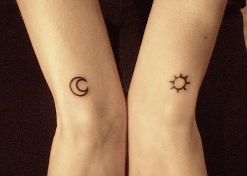 Tiny Moon And Small Sun Tattoos On Both Wrists