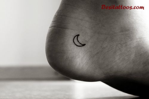Tiny Moon Tattoo On Ankle