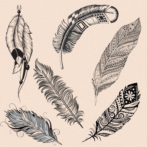 Traditional Feather Tattoos Designs