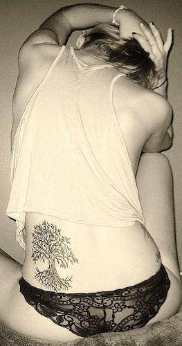 Tree Of Life Tattoo On Girl Lower Back