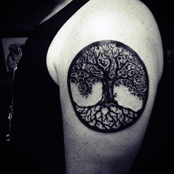 Tree Of Life Tattoo On Left Shoulder