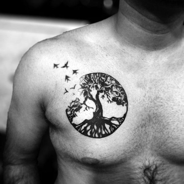 Tree Of Life Tattoo On Man Chest
