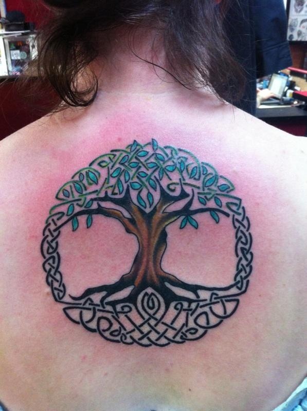 Tree Of Life Tattoo On Upper Back For Girls