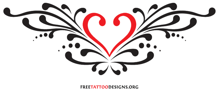 Tribal Heart Tattoo Design For Lower Back