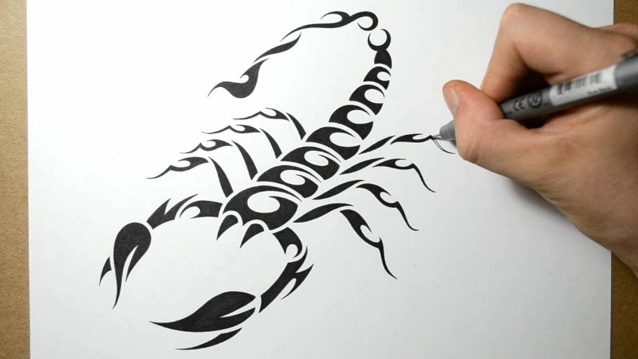 Tribal Scorpion Tattoo Design Stencil