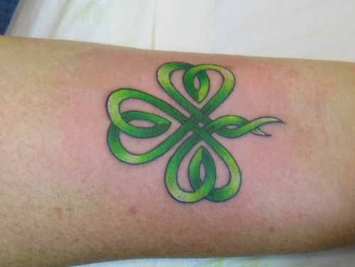 Tribal Shamrock Leaf Tattoo On Arm