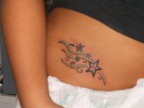 Tribal Star Tattoos On Girl Right Hip