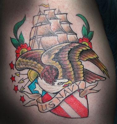 US Navy Banner And Flying Eagle Navy Tattoo