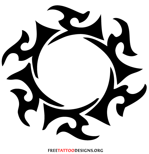 Unique Tribal Sun Tattoo Design Stencil