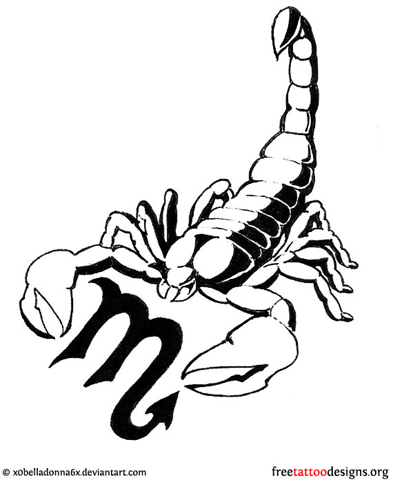 Zodiac Symbol And Scorpion Tattoo Design