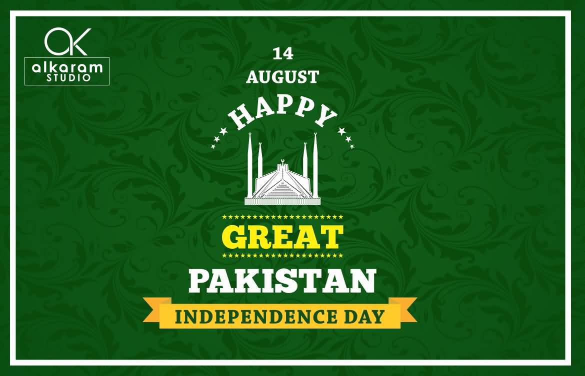 14 August Happy Great Pakistan Independence Day Greeting Card