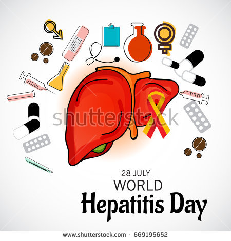 28 July World Hepatitis Day Liver WIth Medical Equipments Illustration