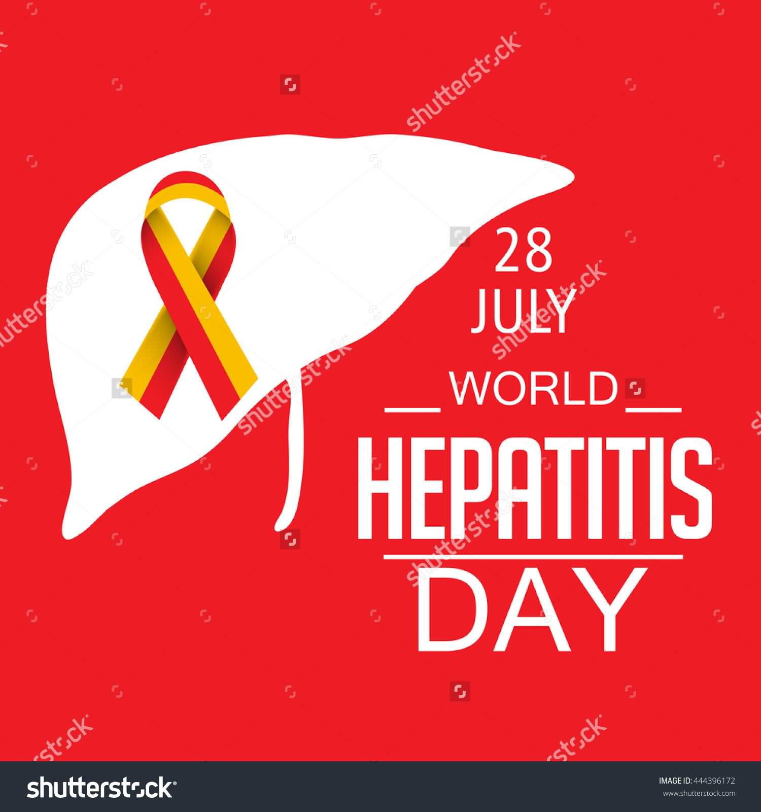 28 July World Hepatitis Day Liver With Ribbon Illustration
