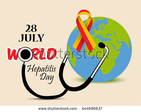 28 July World Hepatitis Day Stethoscope With Earth Globe And Ribbon