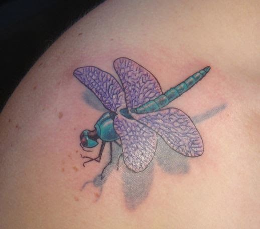 3D Dragonfly Tattoo On Shoulder