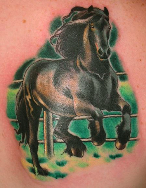 3D Horse Jumping Tattoo