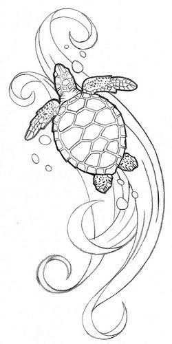 Amazing Outline Turtle Tattoos Design