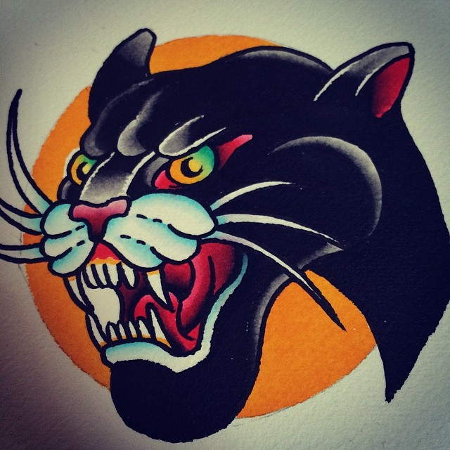 Angry Panther Head Tattoo Design by Marco campanella