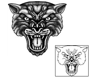 Angry Panther Head Tattoo Design
