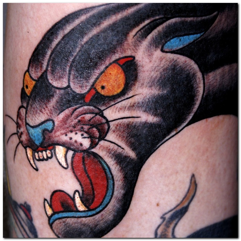 Angry Panther Head Tattoo Idea