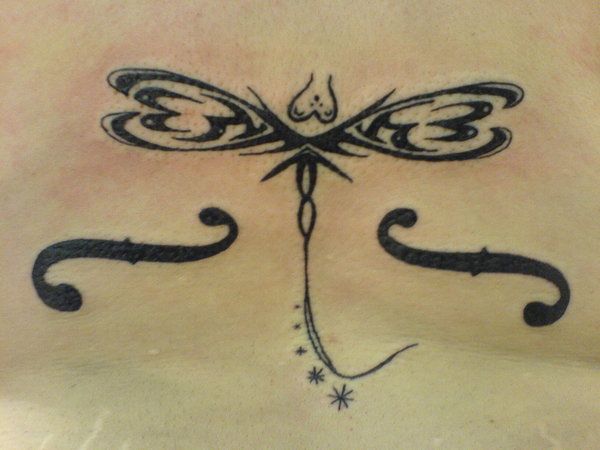Awesome Tribal Dragonfly Tattoo Sample