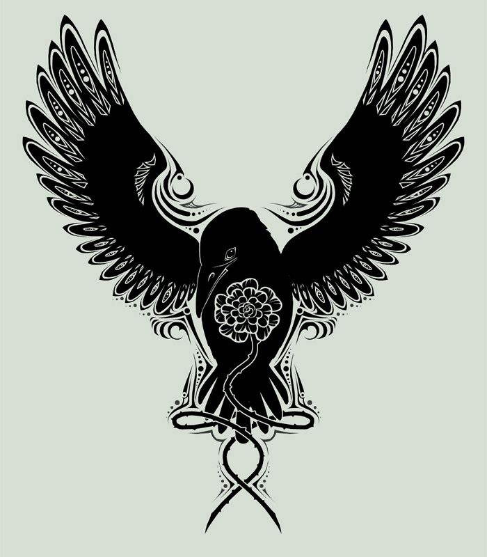 Aztec Black Raven Tattoo Design