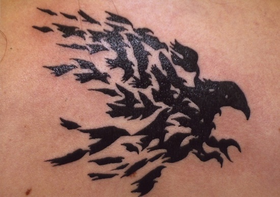 Birds In Flying Raven Tattoo Idea