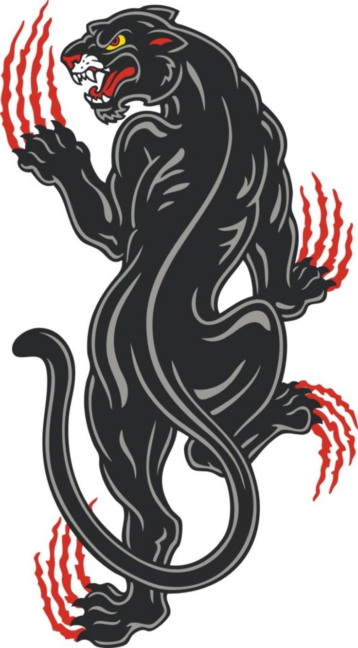 Black And White Traditional Panther Tattoo Design