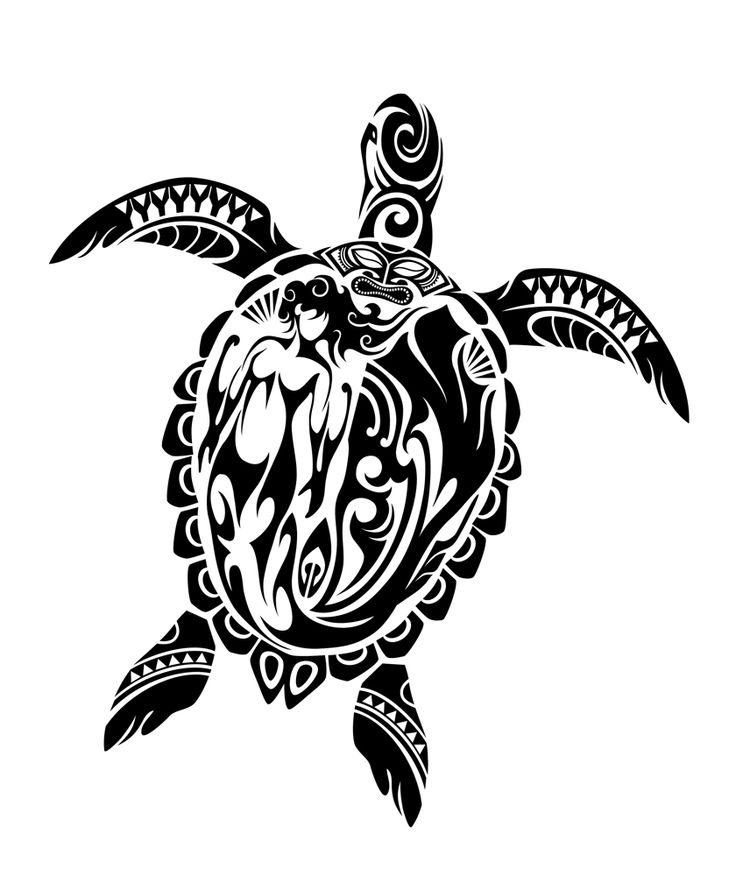 Black Ink Hawaiian Turtle Tattoo Design