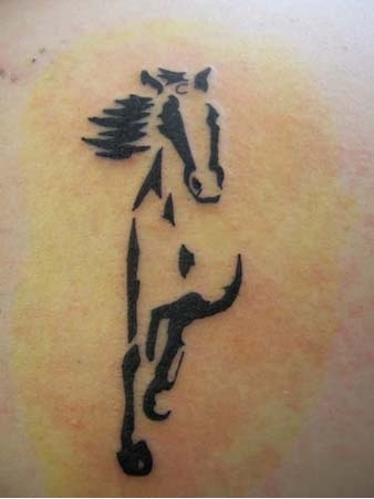 Black Outline Horse Head Tattoo Idea