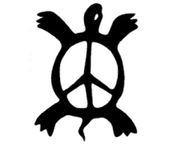 Black Outline Peace Turtle Tattoo Design