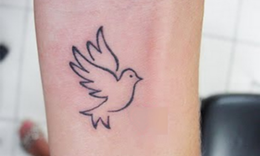 Black Outline Small Dove Tattoo
