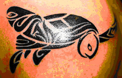 Black Polynesian Turtle Tattoo