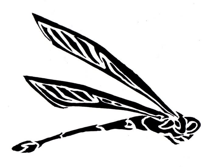 Black Tribal Dragonfly Tattoo Sample