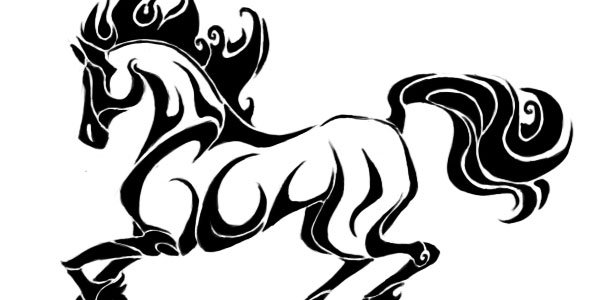 Black Tribal Horse Tattoo Design Sample