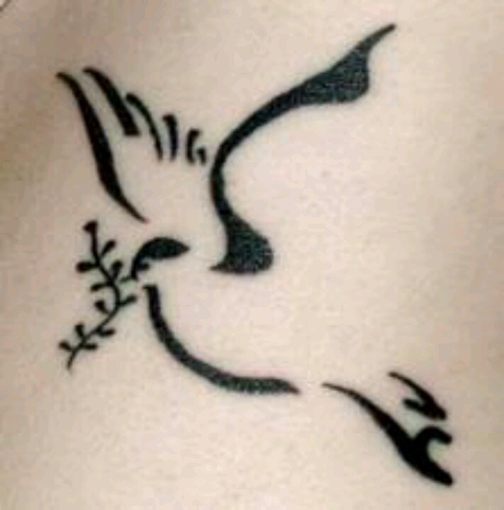 Black Tribal Peace Dove Tattoo Design