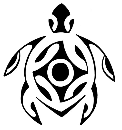 Black Tribal Polynesian Turtle Tattoo Sample