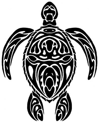 Black Tribal Turtle Tattoo Design