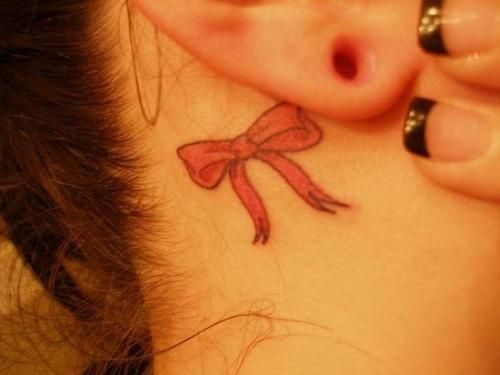 Bow Tattoo Behind The Ear