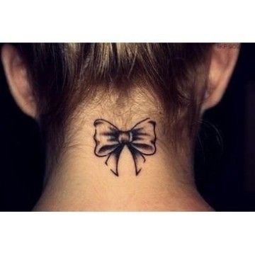 Bow Tattoo On Girl Nape