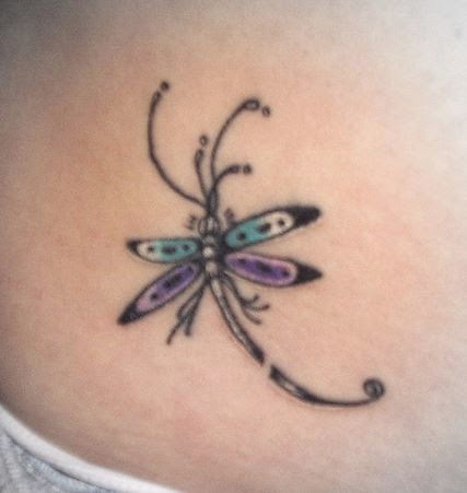 Color Ink Dragonfly Tattoo On Hip