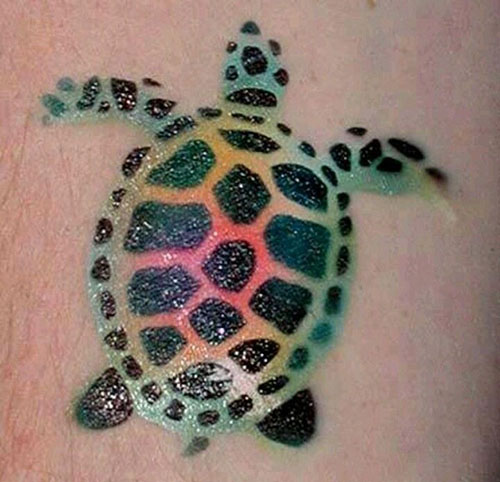 Color Ink Sea Turtle Tattoo Idea