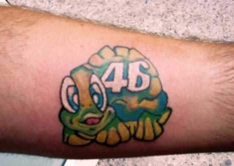 Colored Turtle Tattoo On Side Leg