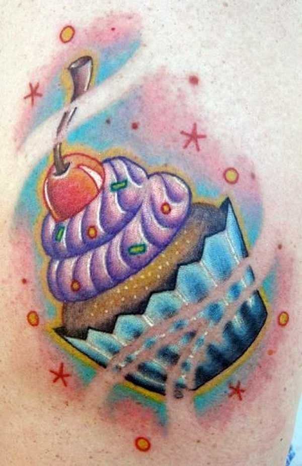 Colorful Cupcake Tattoo Idea