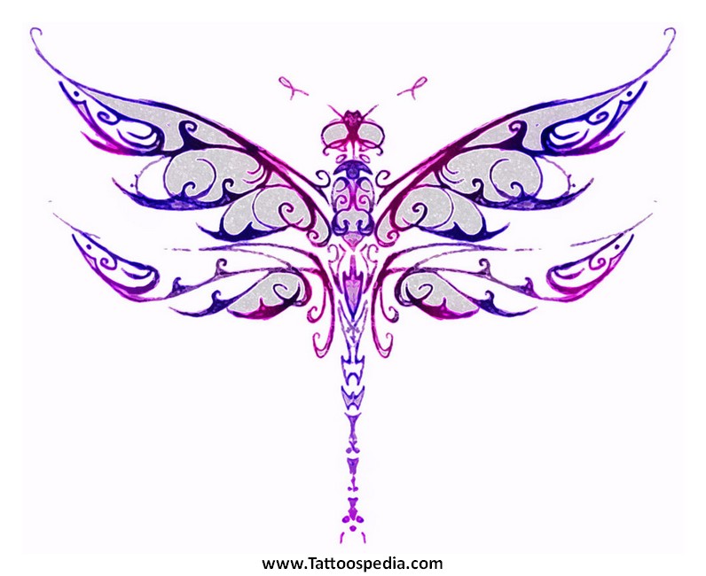 Colorful Tribal Dragonfly Tattoo Designs