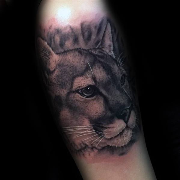 Cool Realistic Panther Head Tattoo