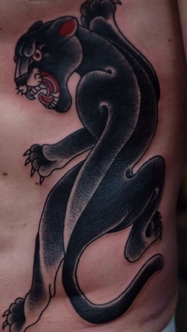 Crawling Angry Black Panther Tattoo